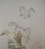 Le modèle et son chat 2 - Croquis & gribouillis